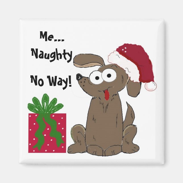 Íman Desenho Animado de Natal Humorístico do Cachorro T (Frente)