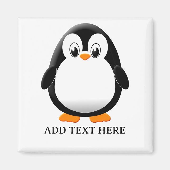 Íman Desenho Animado de Pinguim Fofo Personalizado (Frente)
