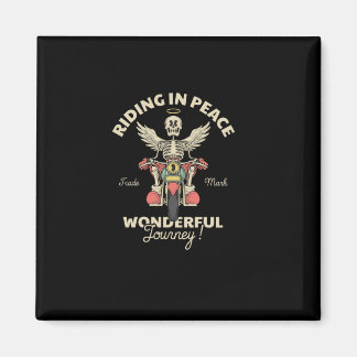 Íman desenho animado emblema de um anjo crânio numa mot