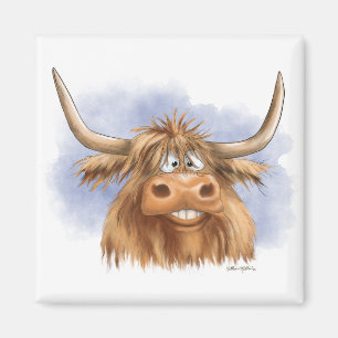 Íman Desenho animado engraçado de vaca das Terras Altas