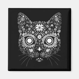 Íman Desenho Artístico de Caveira de Flor de Gato Açuca