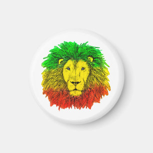 Íman Desenho da cabeça de leão Rasta vermelho amarelo v
