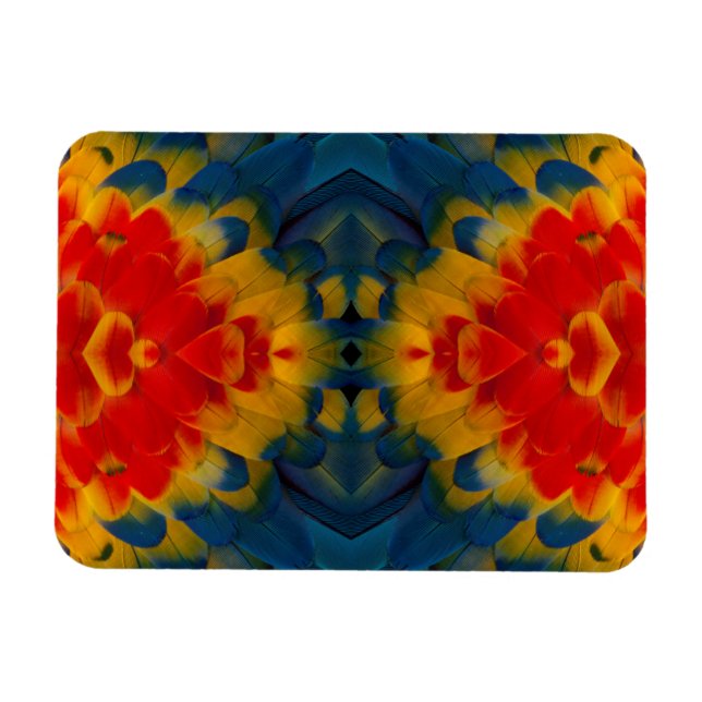 Íman desenho de Arara-Vermelha caleidoscópio (Horizontal)