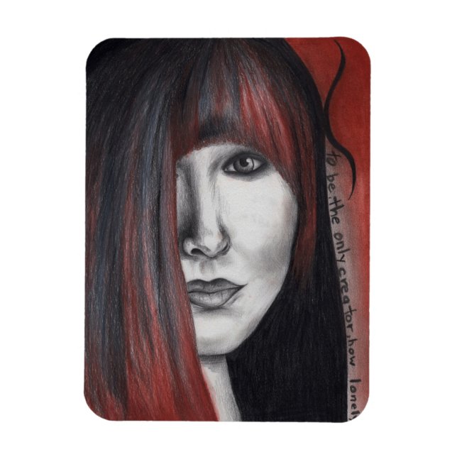 Íman Desenho de Arte Original da Mulher Doll Americana (Vertical)