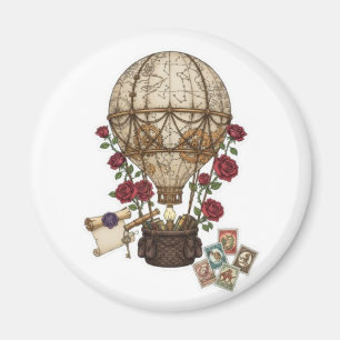Íman Desenho de aventura de balão de ar quente steampun