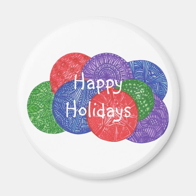 Íman Desenho de Bolas de Natal Coloridas sobre Magnets (Frente)