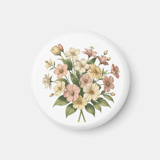 Íman Desenho de Buquê de Monograma Floral Elegante