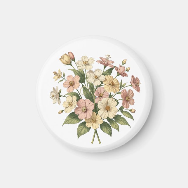 Íman Desenho de Buquê de Monograma Floral Elegante (Frente)