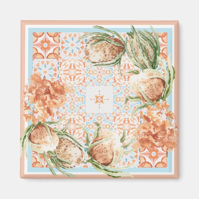 Íman desenho de cachecol floral (Frente)