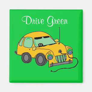 Íman Desenho de Carro de Cartoon Verde