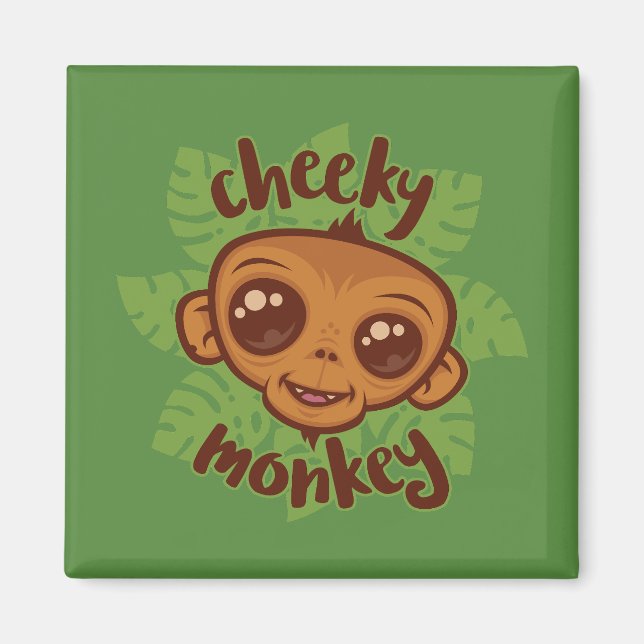 Íman Desenho De Cartoon De Macaco Cheiroso (Frente)