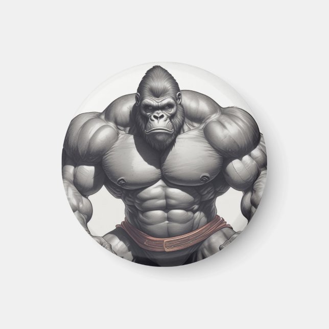 Íman Desenho de Cartoons de Pop de Gorilla Bodybuilder (Frente)