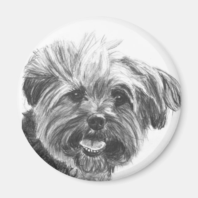 Íman Desenho de carvão Yorkie Mix (Frente)