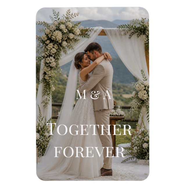 Íman Desenho de Casamento com Nomes Personalizados (Vertical)