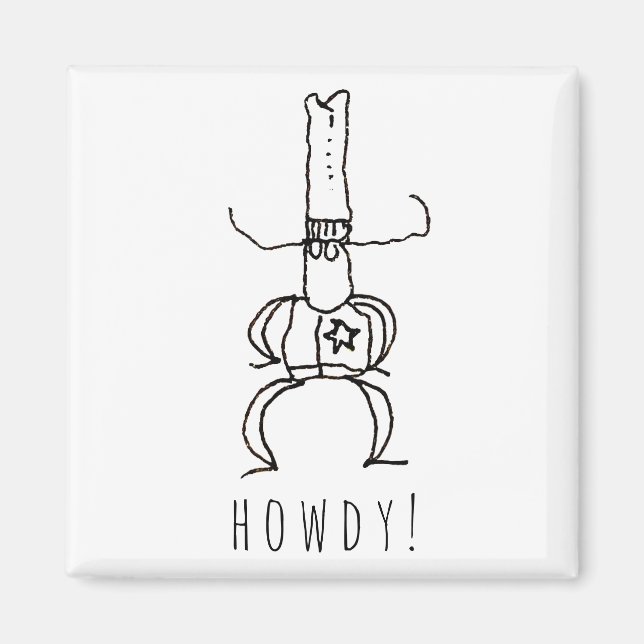 Íman Desenho de desenho animado Cowboy Howdy Doodle  (Frente)