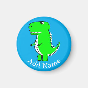 Íman Desenho de Dinossauro Verde Nome Personalizado