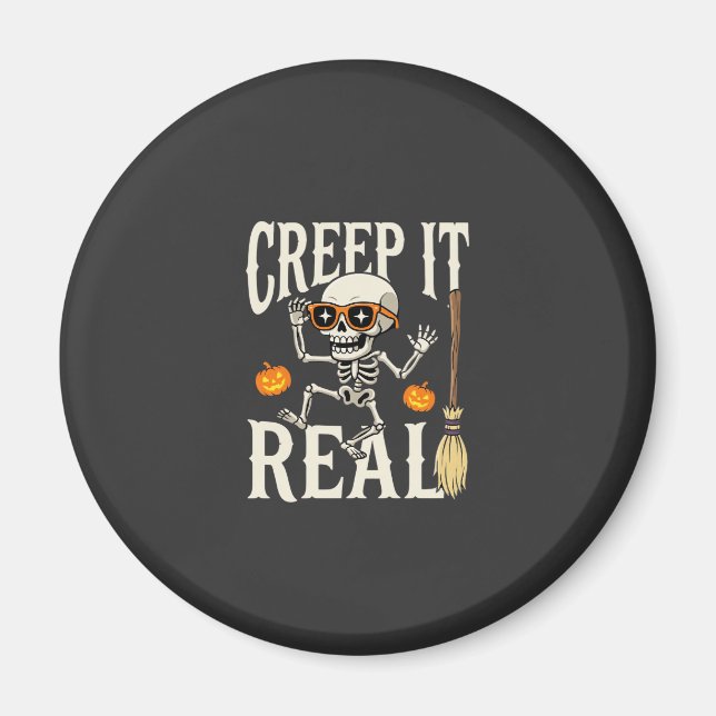 Íman Desenho de Esqueleto Dançante Funny Halloween Cree (Frente)