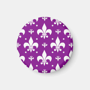 Íman Desenho de Flor-de-lis Roxo e Branco