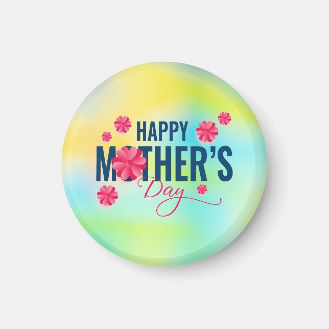 Íman Desenho de Flores do Dia das Mães Feliz (Frente)