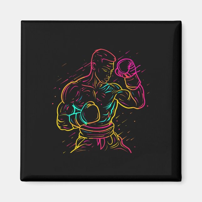 Íman Desenho de garoto de kickboxing com visual dos ano (Frente)