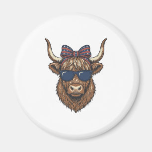 Íman Desenho de gravura vintage de vaca das Terras Alta