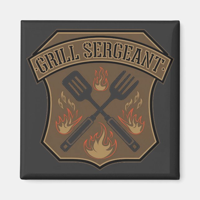 Íman Desenho de Insígnia de Sargento de Churrasco com E (Frente)