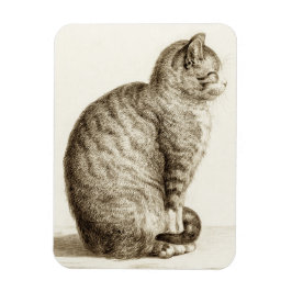 Íman Desenho de lápis preto e branco de gato sentado
