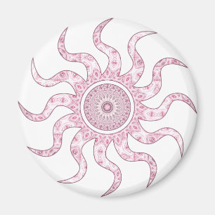 Íman Desenho de Mandala com Sol Rosa