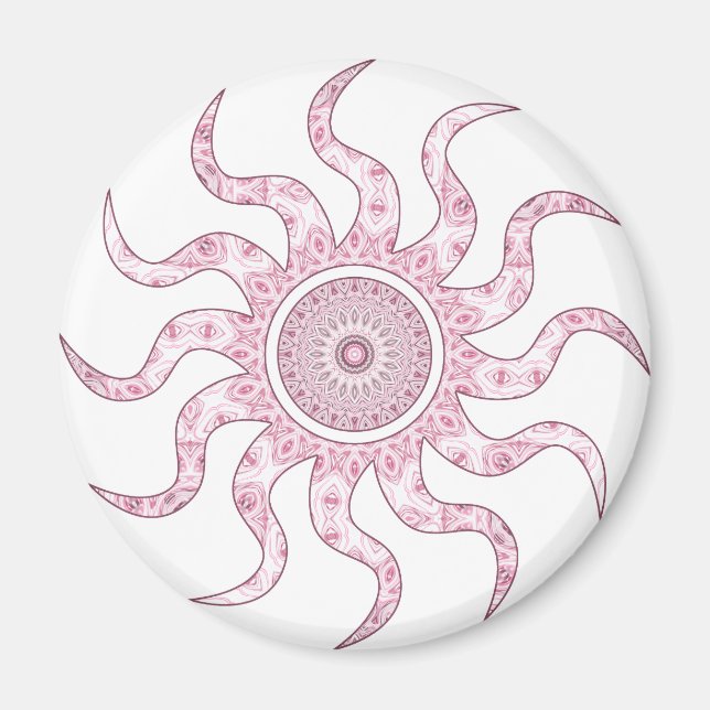 Íman Desenho de Mandala com Sol Rosa (Frente)