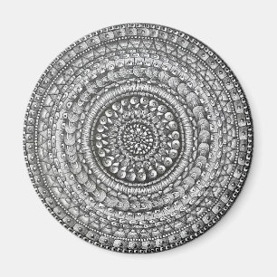 Íman Desenho de Mandala de Arte Original a Lápis