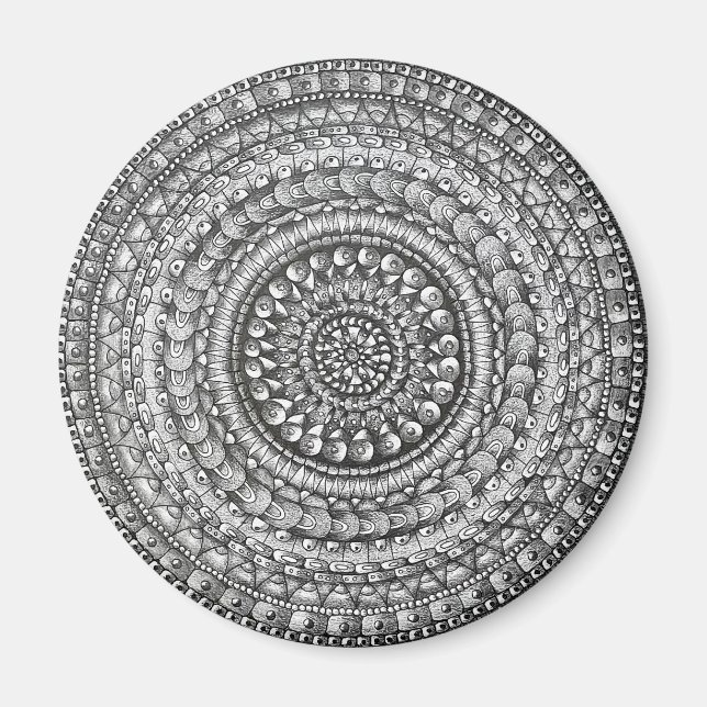Íman Desenho de Mandala de Arte Original a Lápis (Frente)