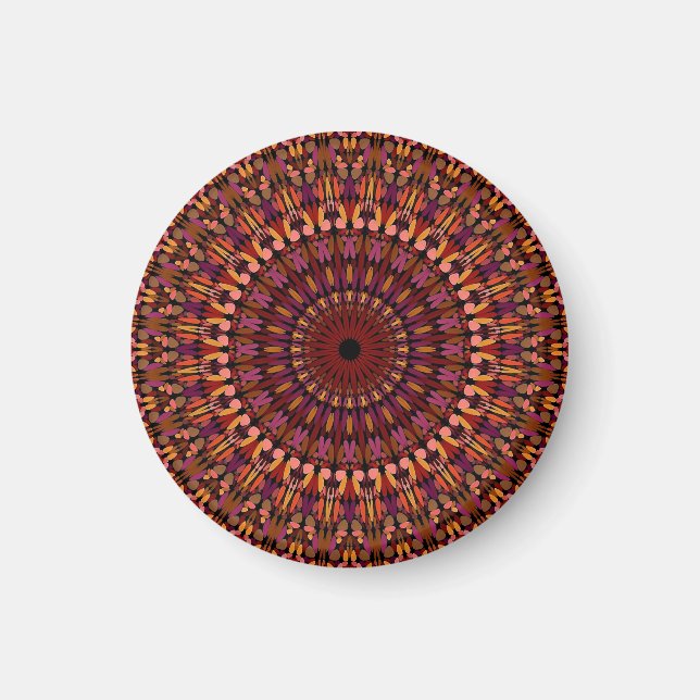 Íman Desenho de Mandala Marrom Floral (Frente)