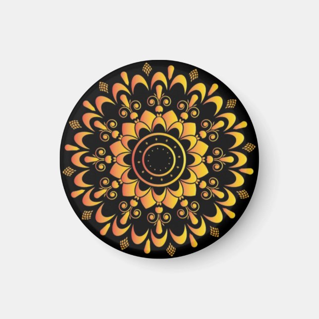 Íman Desenho de Mandala Única Dourada-95747 (Frente)