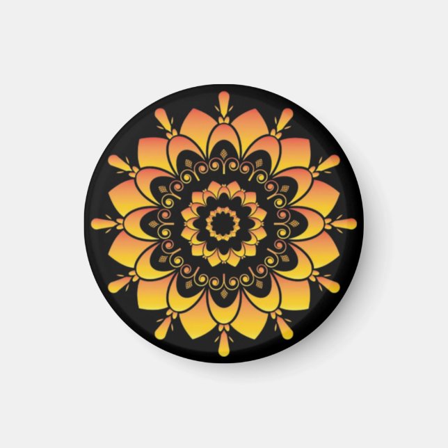 Íman Desenho de Mandala Única Dourada-95748 (Frente)