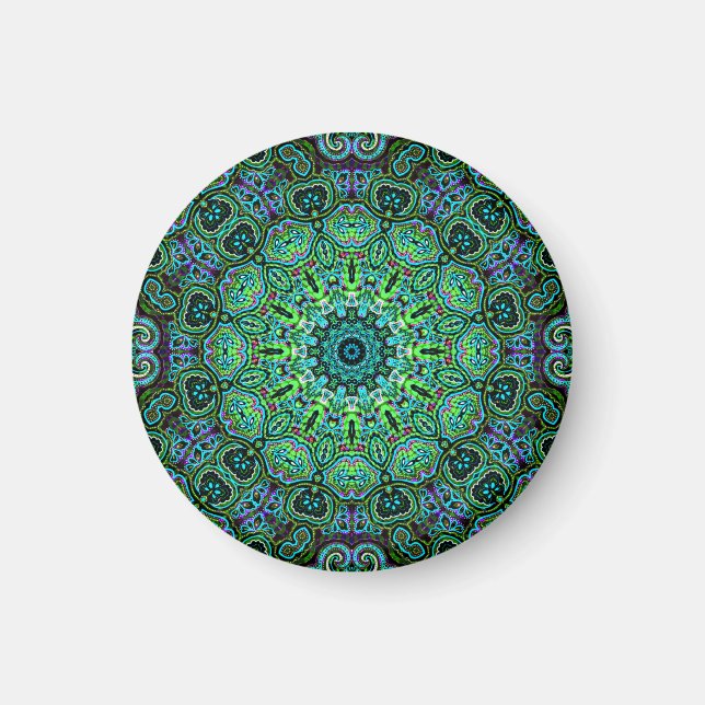 Íman desenho de Mandala Verde Esmeralda (Frente)
