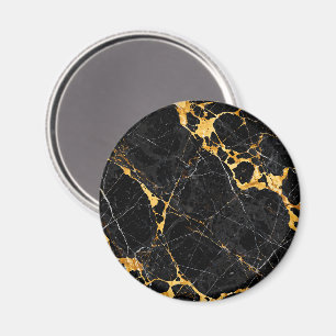 Íman Desenho de Mármore Nero Portoro Luxo Dourado Preto
