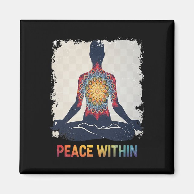 Íman Desenho de Meditação de Yoga Mandala Paz Interior (Frente)