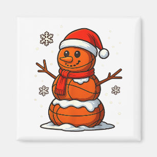 Íman Desenho de Natal de Boneco de Neve de Basquetebol