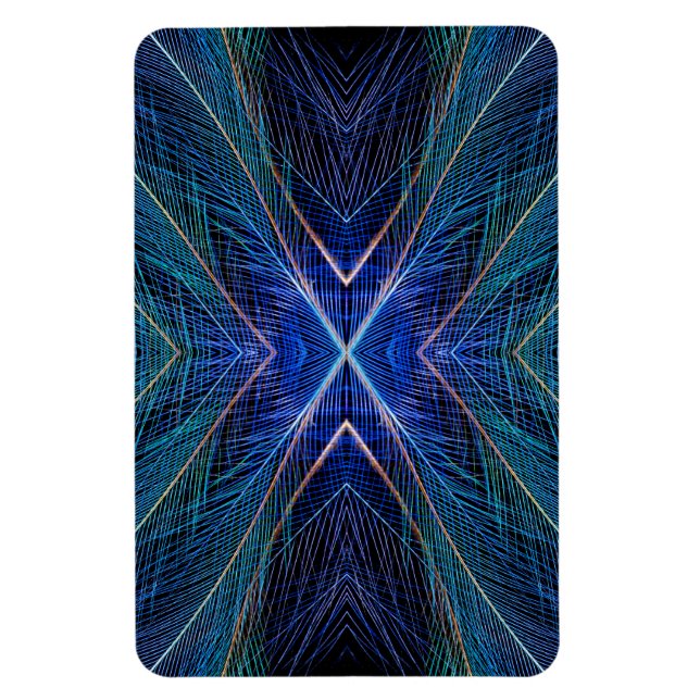 Íman Desenho de Pena Fractal Azul (Vertical)