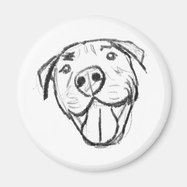 Íman desenho de pitbull simples amantes de cães preto e (Frente)