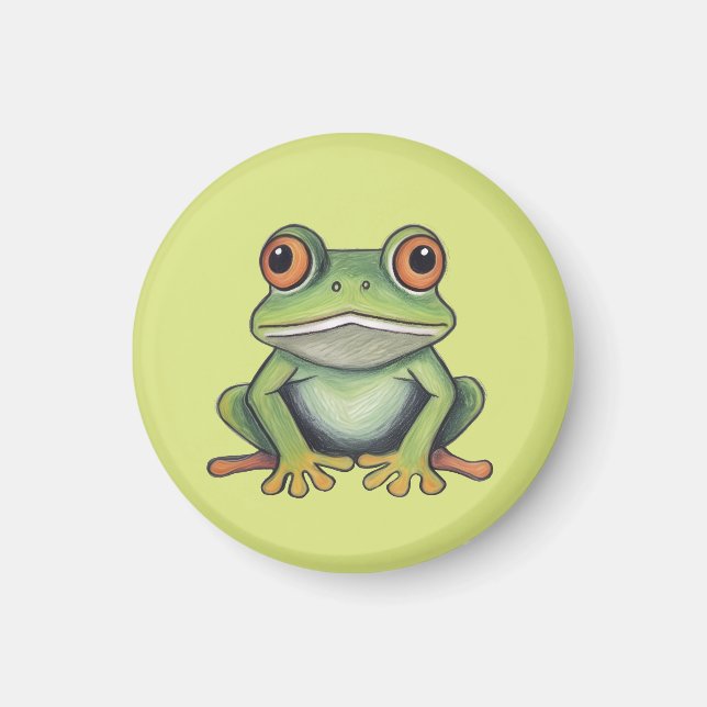 Íman Desenho de sapo com lápis de cor (Frente)
