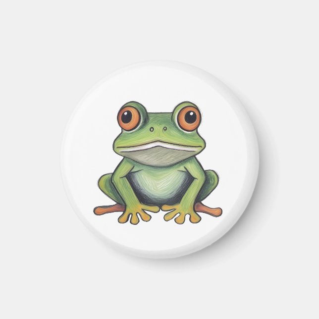 Íman Desenho de sapo com lápis de cor (Frente)