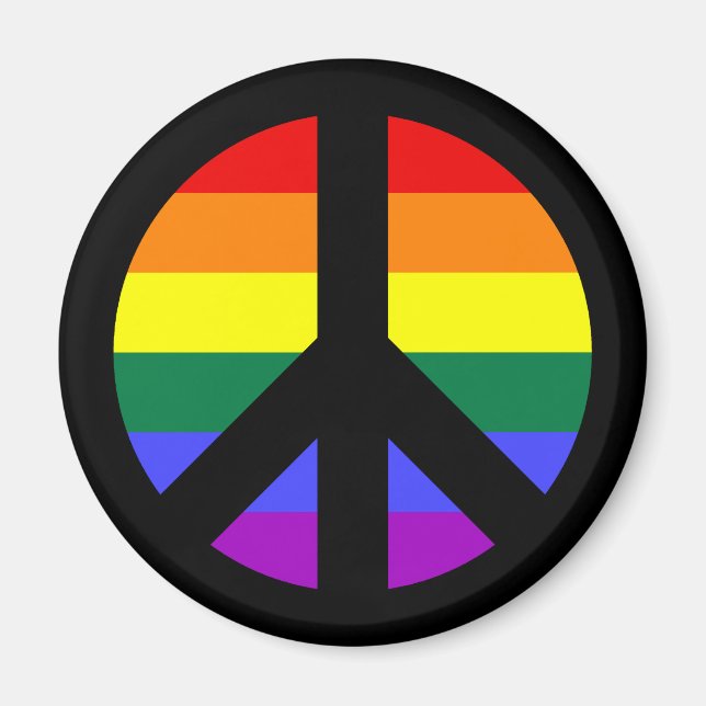 Íman Desenho de Signo de Paz Arco-íris (Frente)