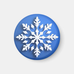 Íman Desenho Detalhado de Floco de Neve Branco