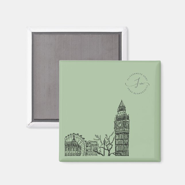 Íman Desenho do Tom Colorido de Londres Flickermuse (Front/Back)