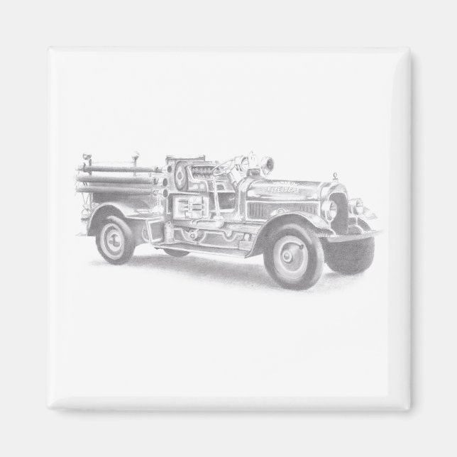 Íman desenho do vintage Firecaminhão (Frente)