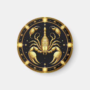 Íman Desenho do Zodíaco Escorpião Dourado