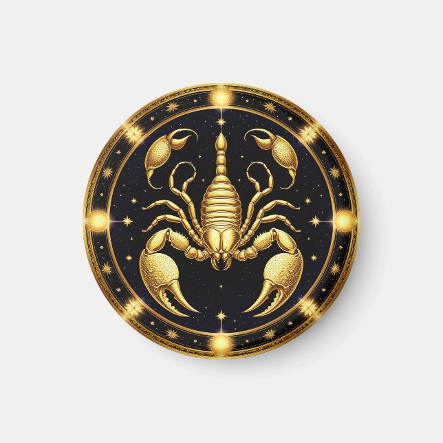 Íman Desenho do Zodíaco Escorpião Dourado (Frente)
