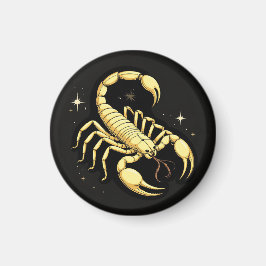 Íman Desenho do Zodíaco Escorpião Dourado com Ornamento