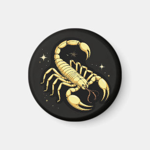 Íman Desenho do Zodíaco Escorpião Dourado com Ornamento
